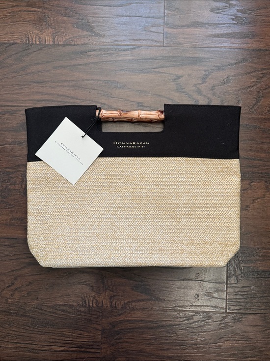 Donna Karan Handbags - Donna Karan Black and Natural Straw Tote with Bamboo Handle